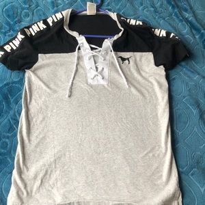 Grey and black PINK top